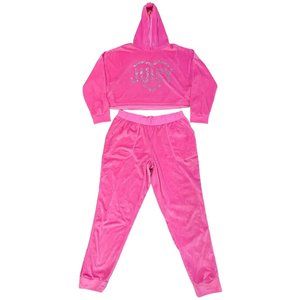 Juicy Couture Rhinestone Two Piece Velvet Fleece Lounge Sleep Pajamas